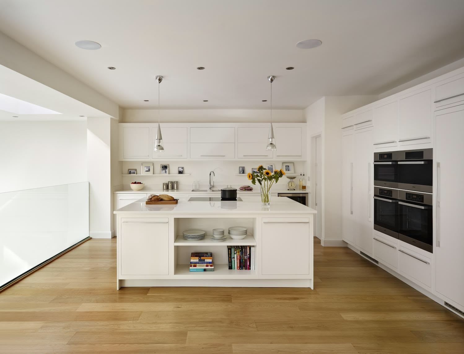 Bright white Linear family kitchen