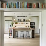 Open plan Shaker kitchen seen from living area