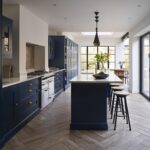 Navy industrial style Shaker kitchen design