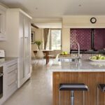 White Shaker kitchen with White Kitchen with Statement Walnut Island