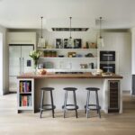 Open plan grey Shaker kitchen