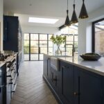Navy industrial style Shaker kitchen design