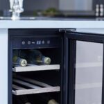 Closeup of kitchen island wine cooler