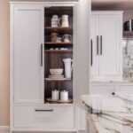 White open large pantry doors showing organised storage