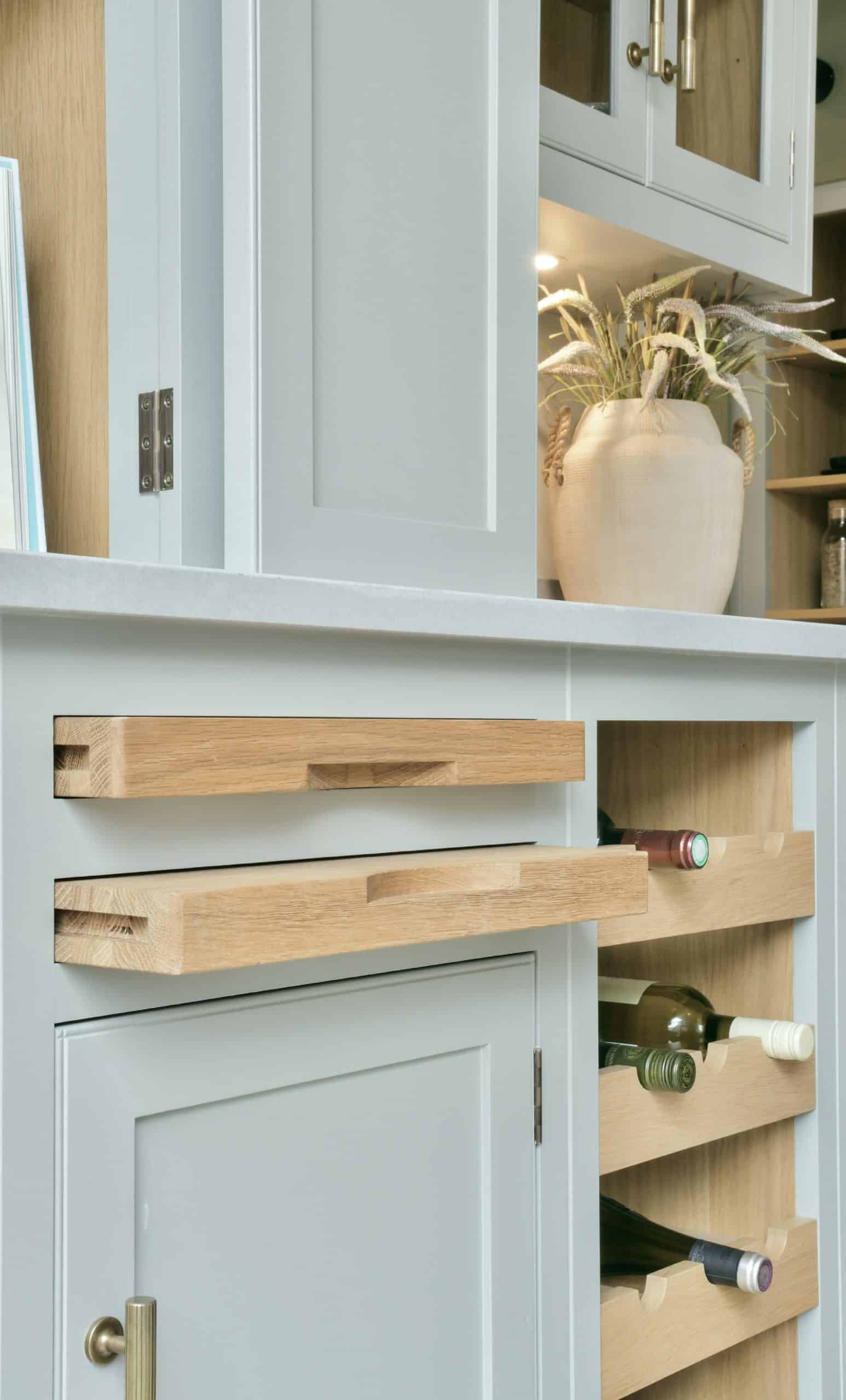 Grey Arbor kitchen cabinetry with wine storage