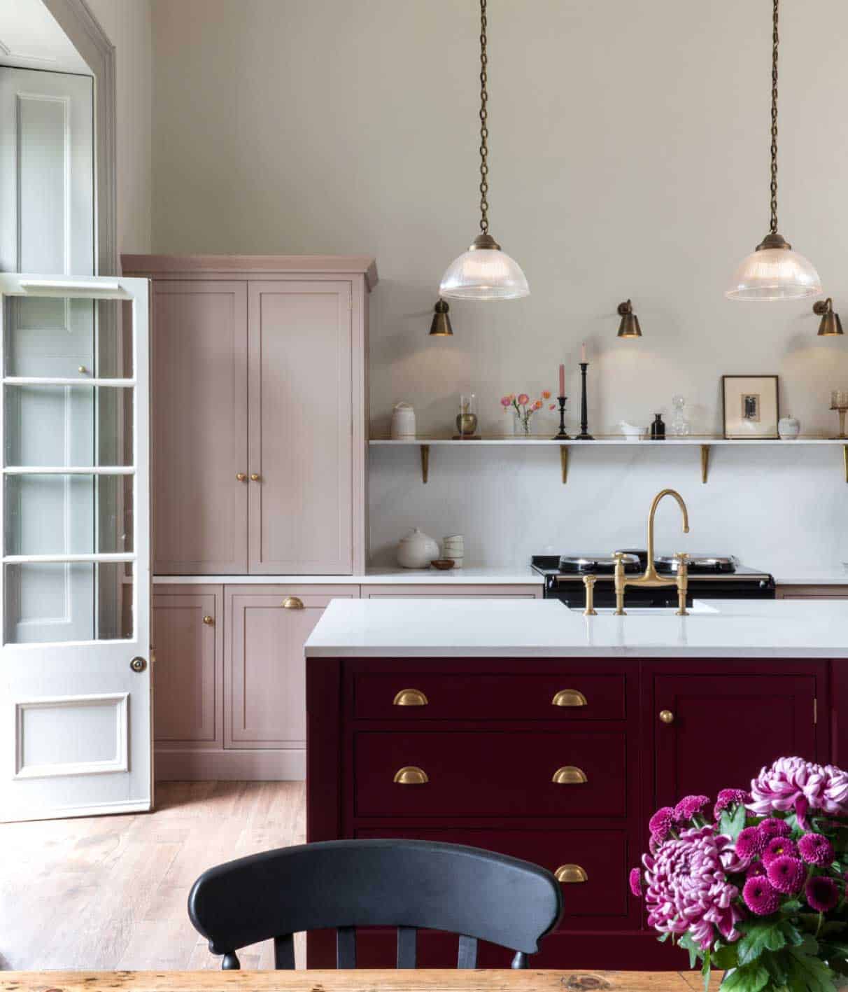 Harvey Jones Arbor kitchen design featuring a burgundy island