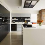 Grey and white two-tone Linear kitchen design