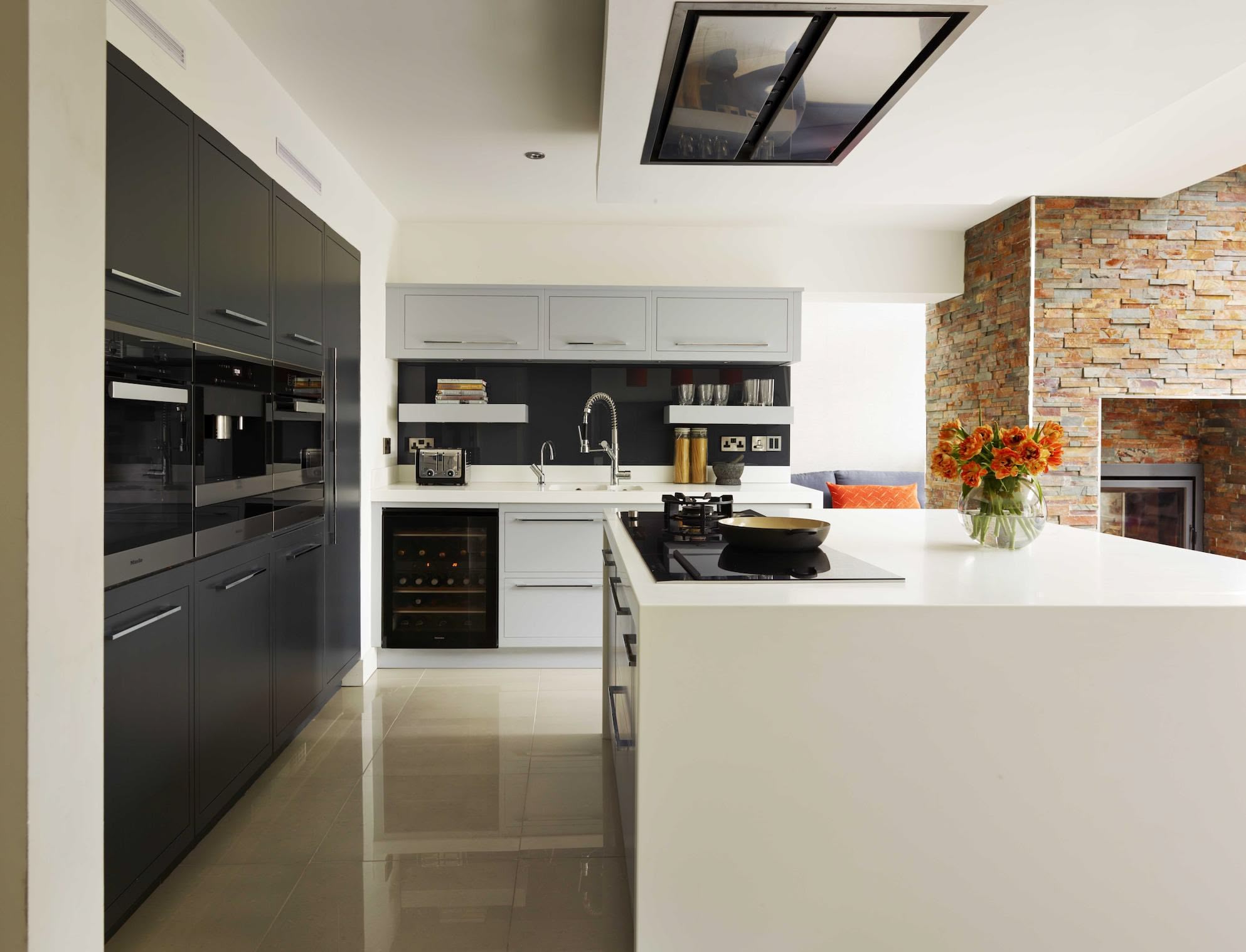Grey and white two-tone Linear kitchen design