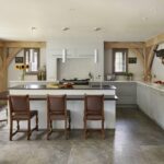 Kitchen island featuring integrated seating