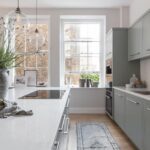Green-grey Linear kitchen design