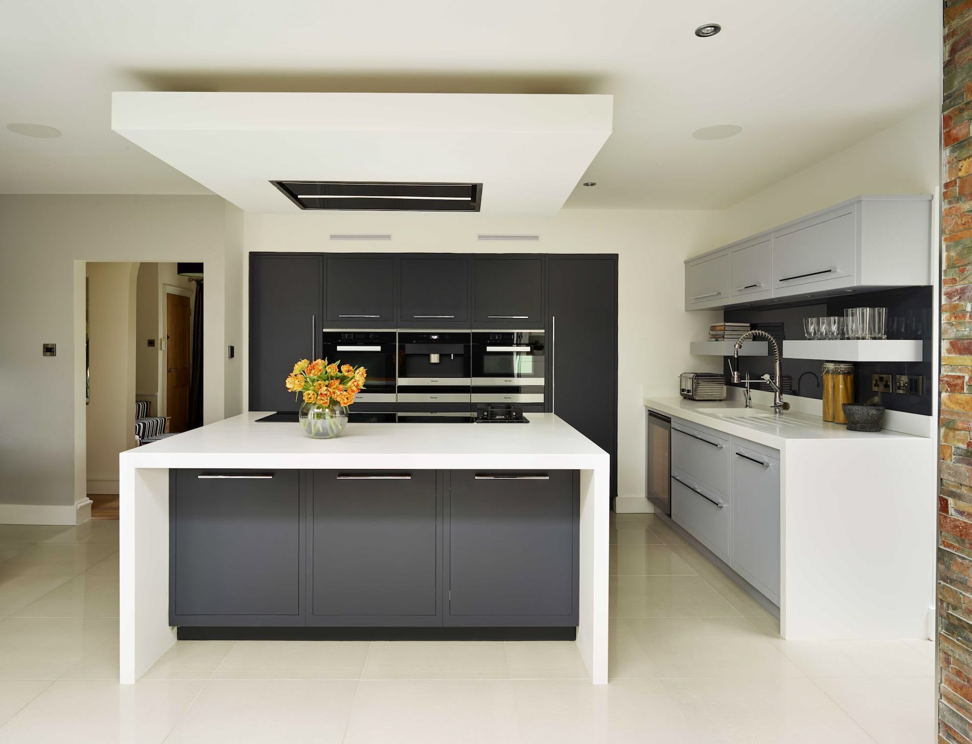 Grey and white two-tone Linear kitchen design