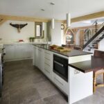 Kitchen island featuring integrated seating