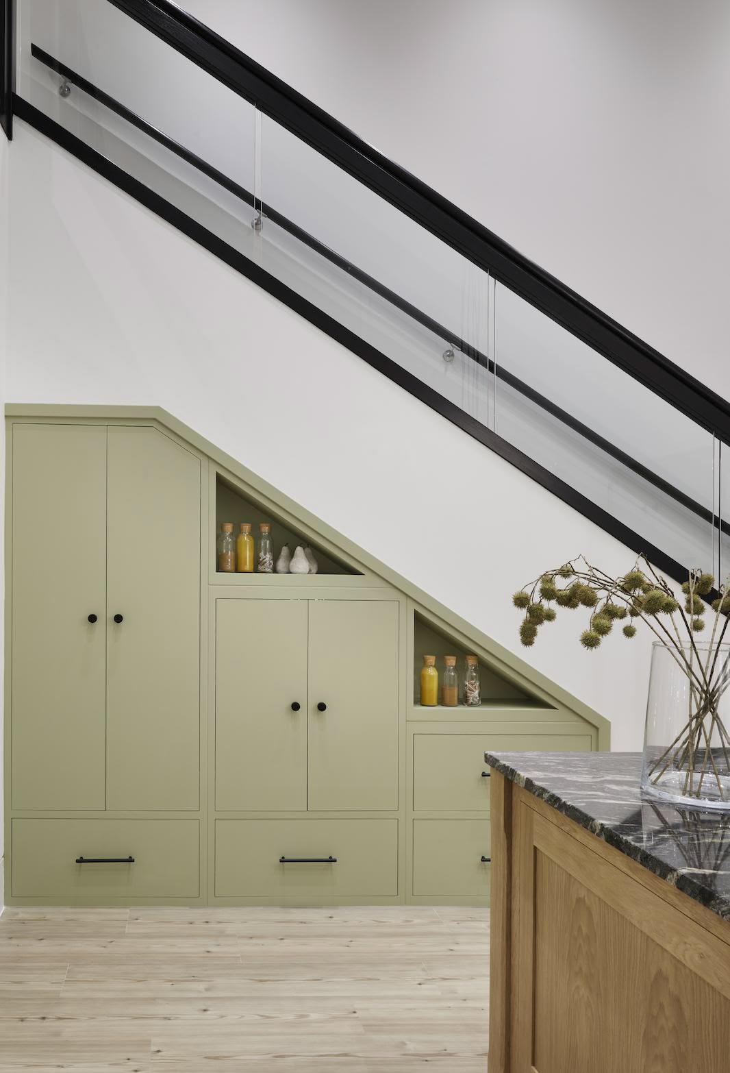 Green Linear understairs storage