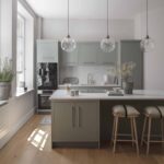 Green-grey Linear kitchen design