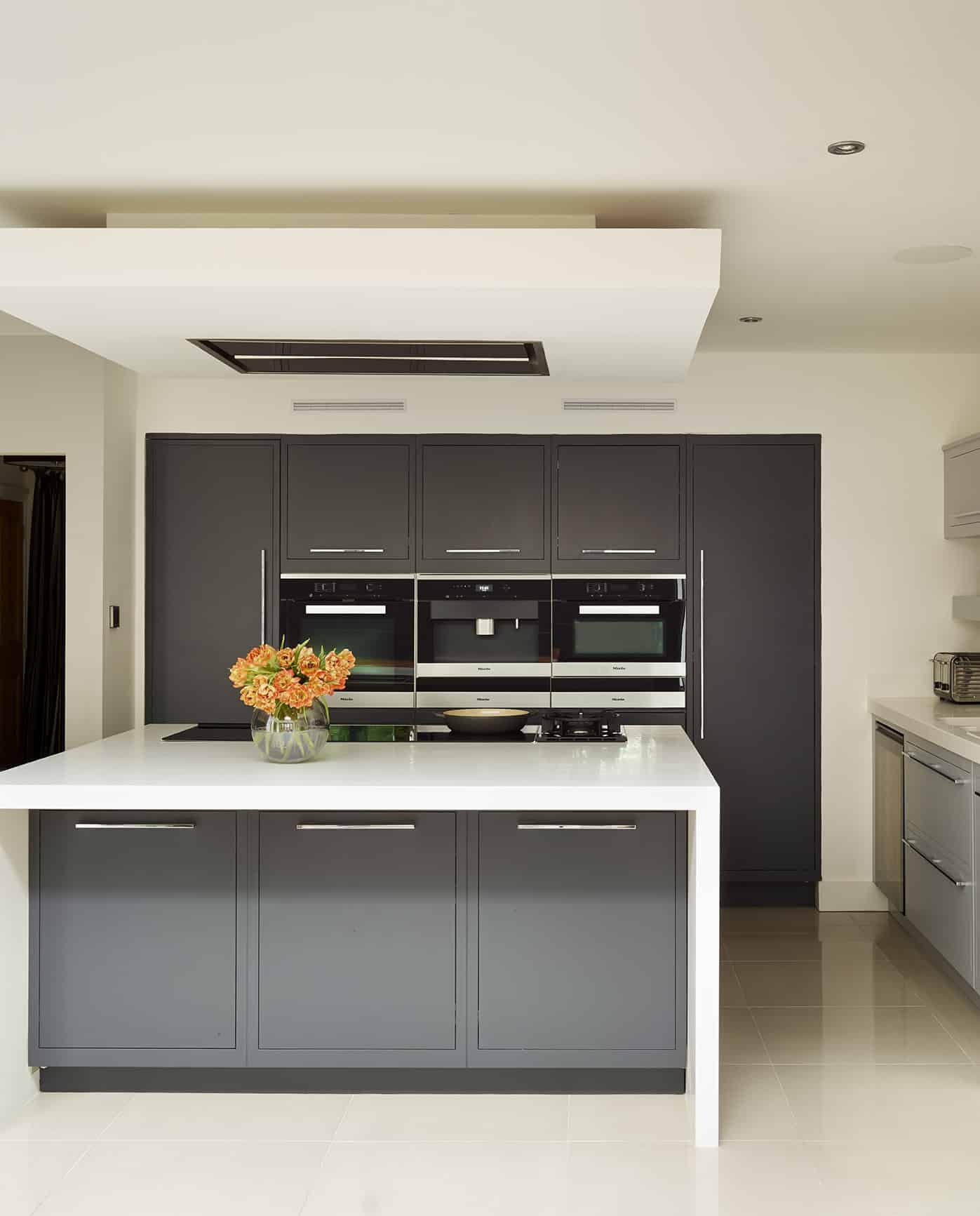 Grey and white two-tone Linear kitchen design