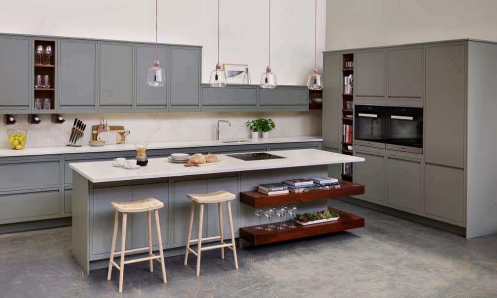 Grey modern Linear edge handless kitchen design