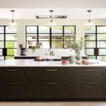 Dark Green Shaker Kitchen with White Worktop