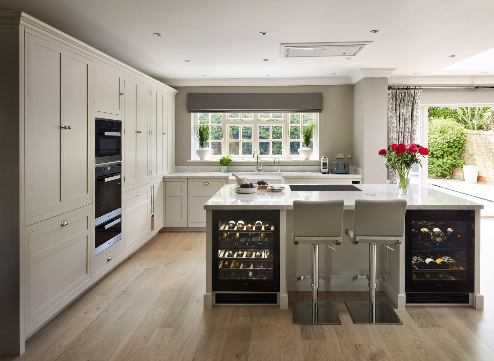 Kitchen island with wine fridges