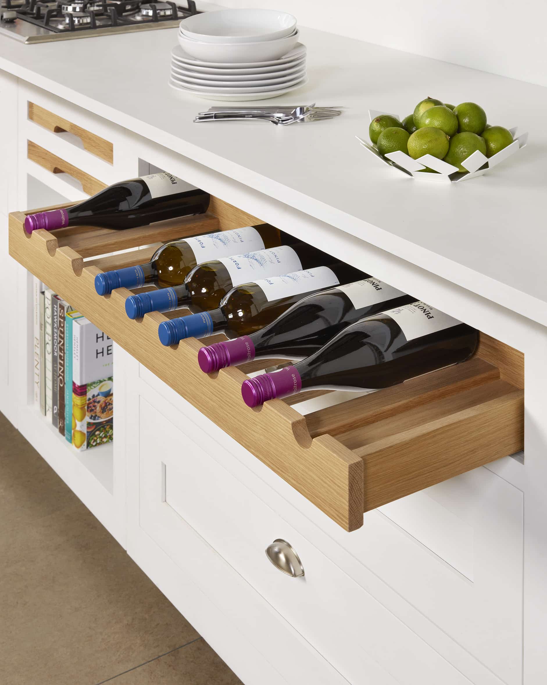 Oak pull out wine rack