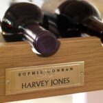 Closeup of oak wine rack
