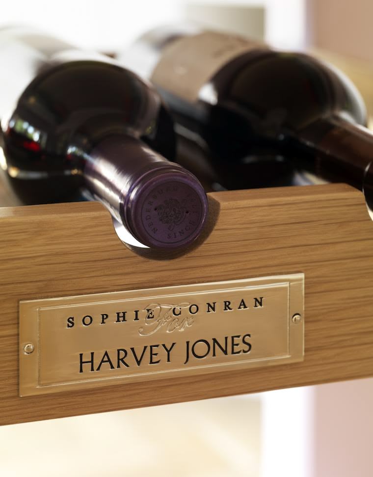 Closeup of oak wine rack