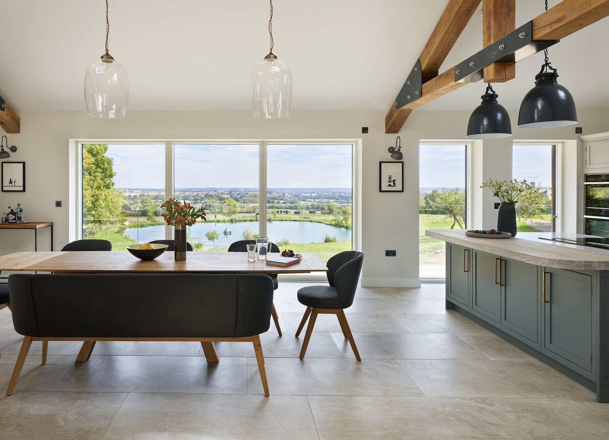 Arbor kitchen next to open plan dining area
