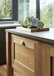 Natural wooden sideboard with grey worktop