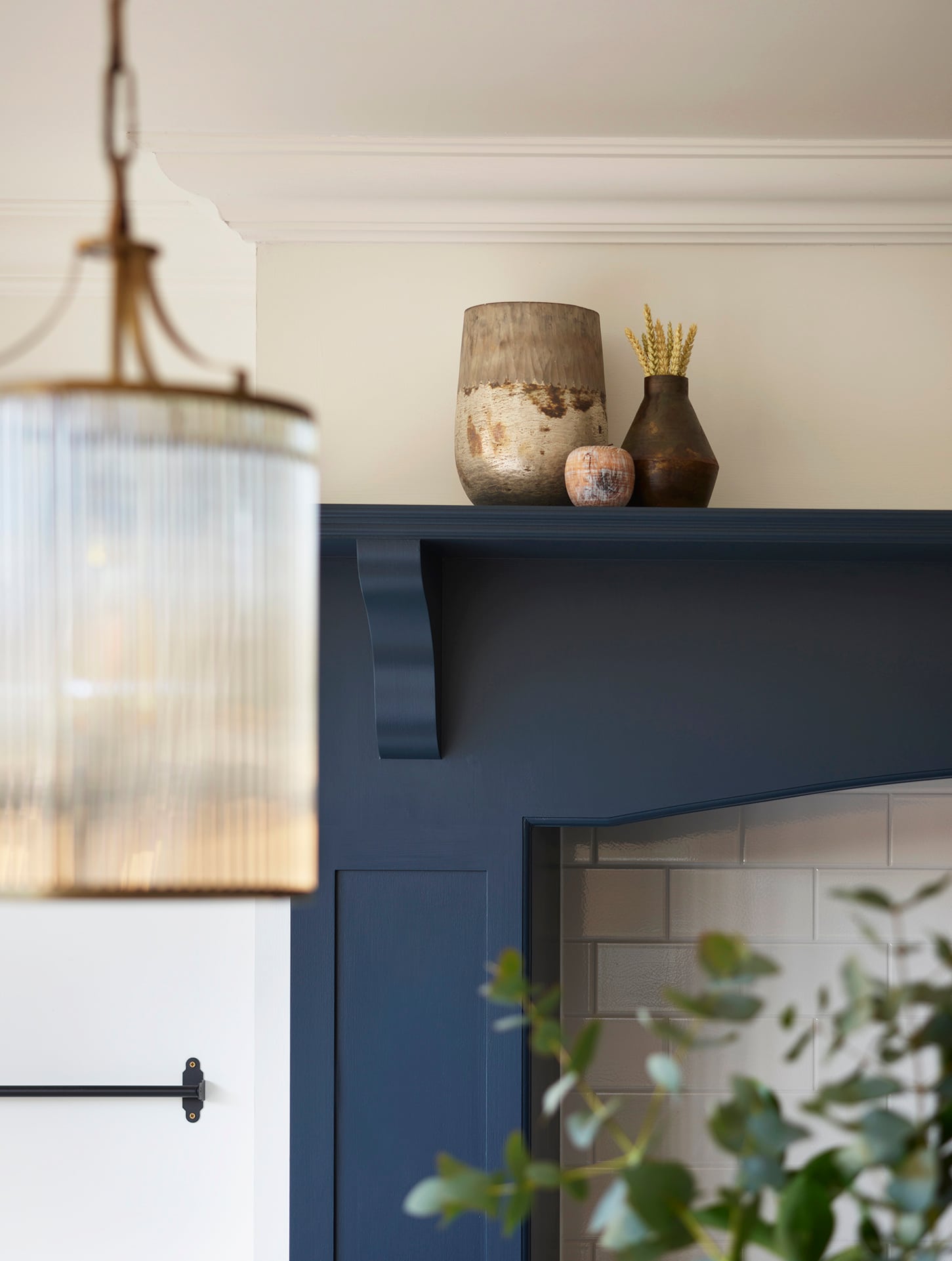 Closeup of rich blue cooker alcove