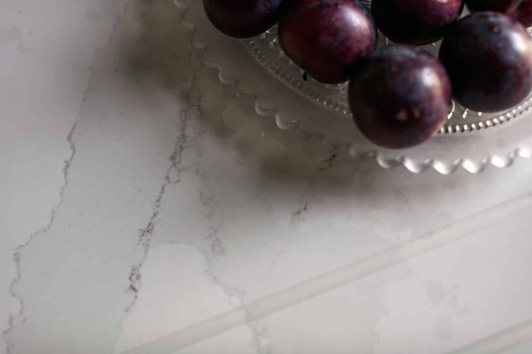 White marble kitchen worktop closeup