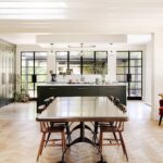 Shaker Kitchen with Wooden Floor and Dining Table