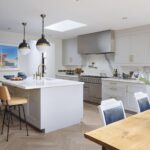 Open plan Original kitchen design next with dining area