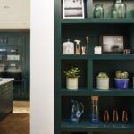 Vibrant green organised shelving unit