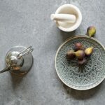 closeup of grey marble worktop