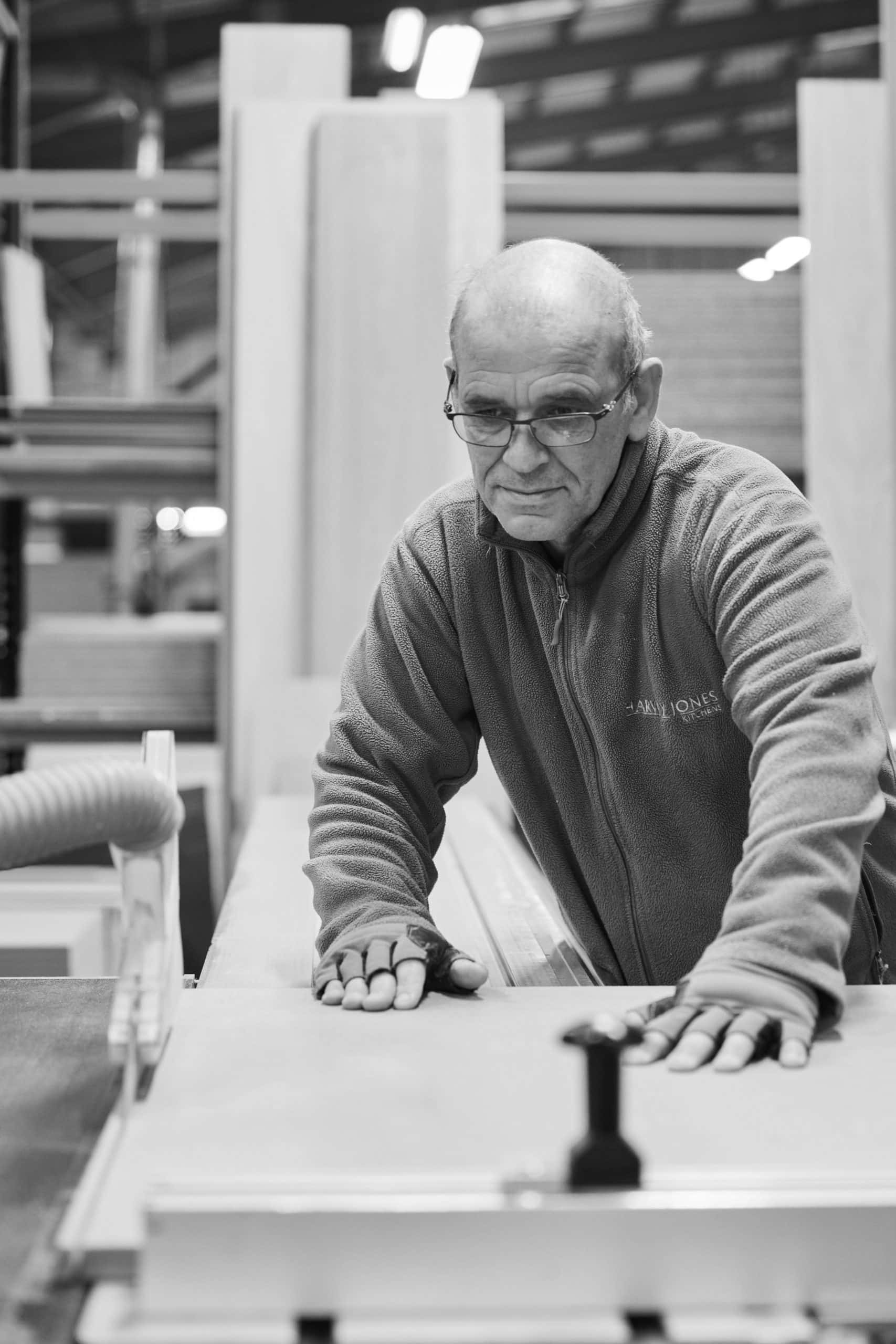 Harvey Jones workshop wood cutting