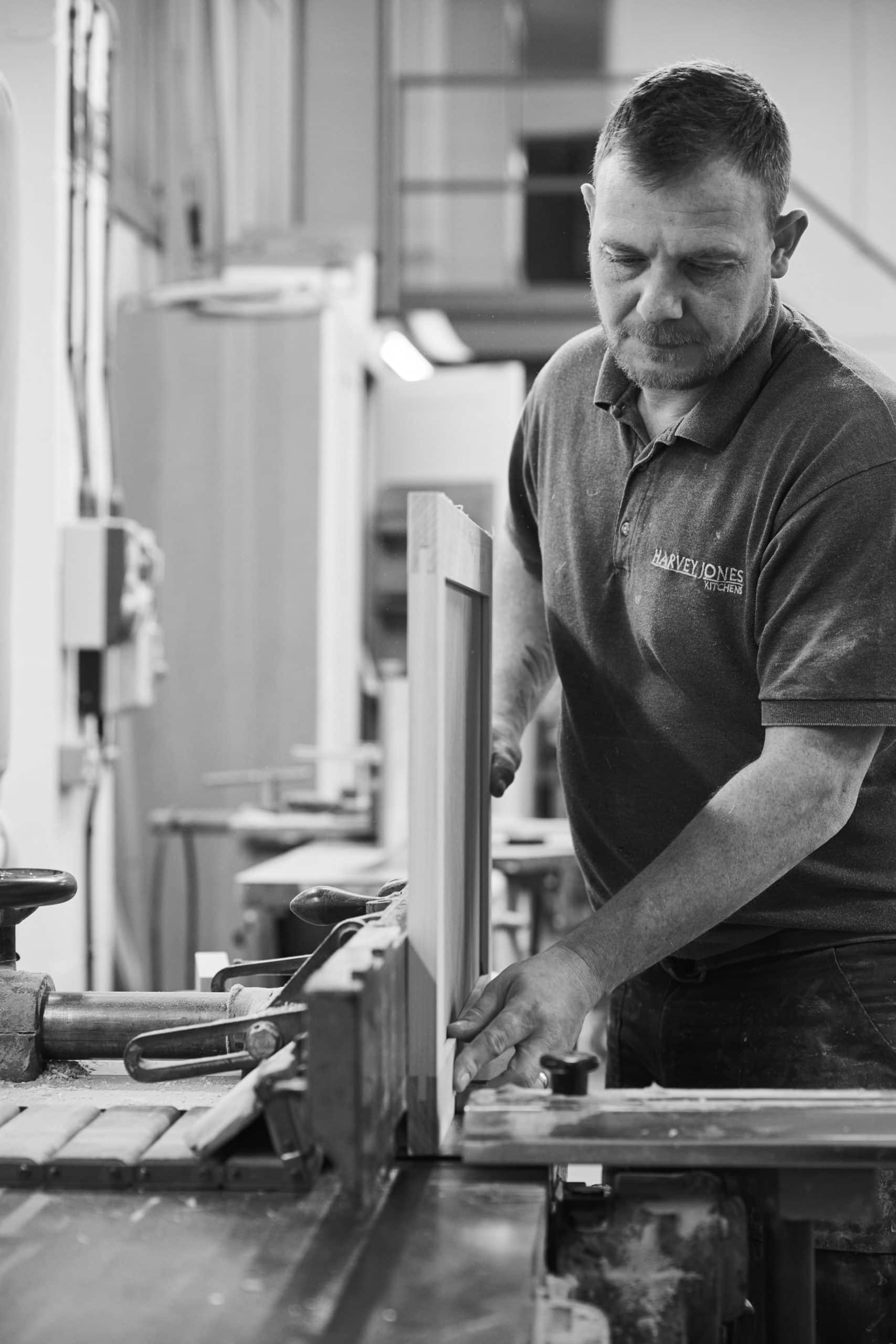 Harvey Jones workshop wood cutting