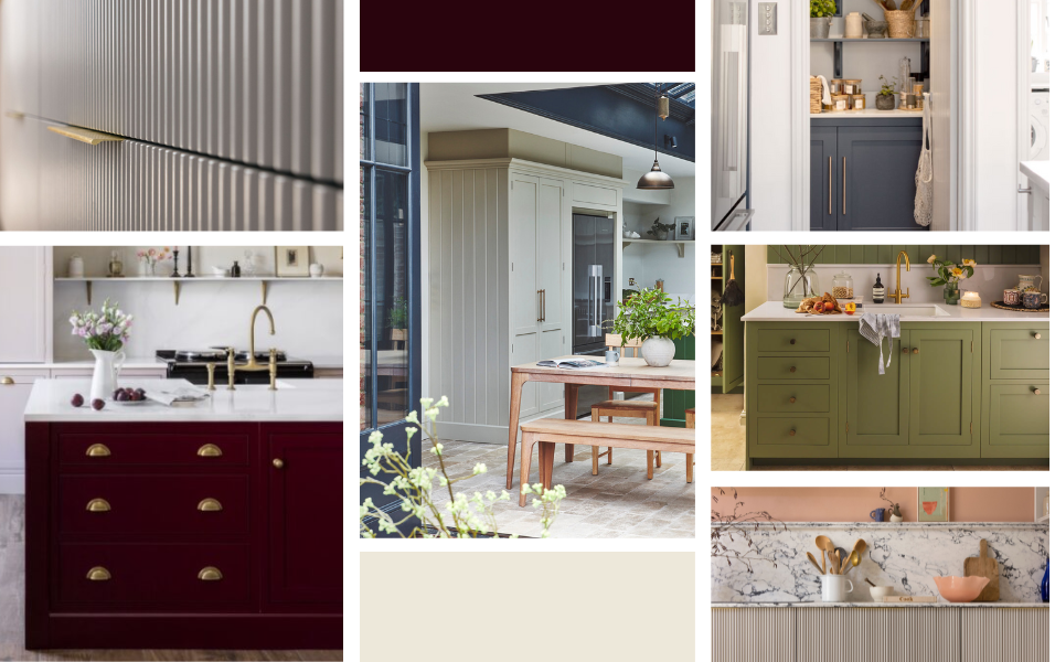 Range of kitchen design elements relating to 2024 kitchen trends