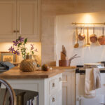 Country style Original kitchen cabinetry with walnut worktops