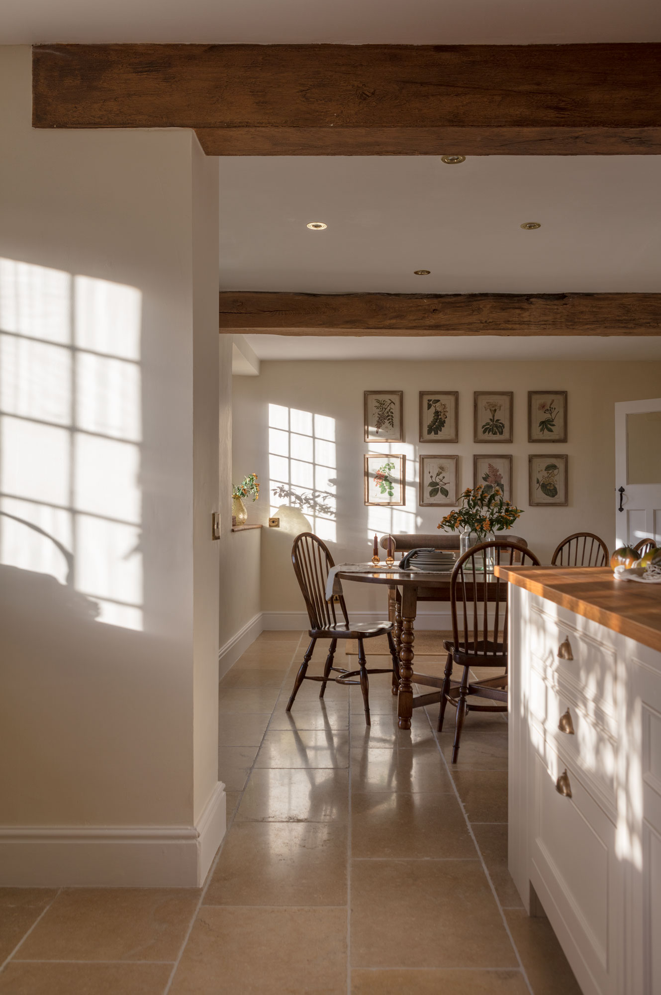 Open plan dining area seen from the kitchen