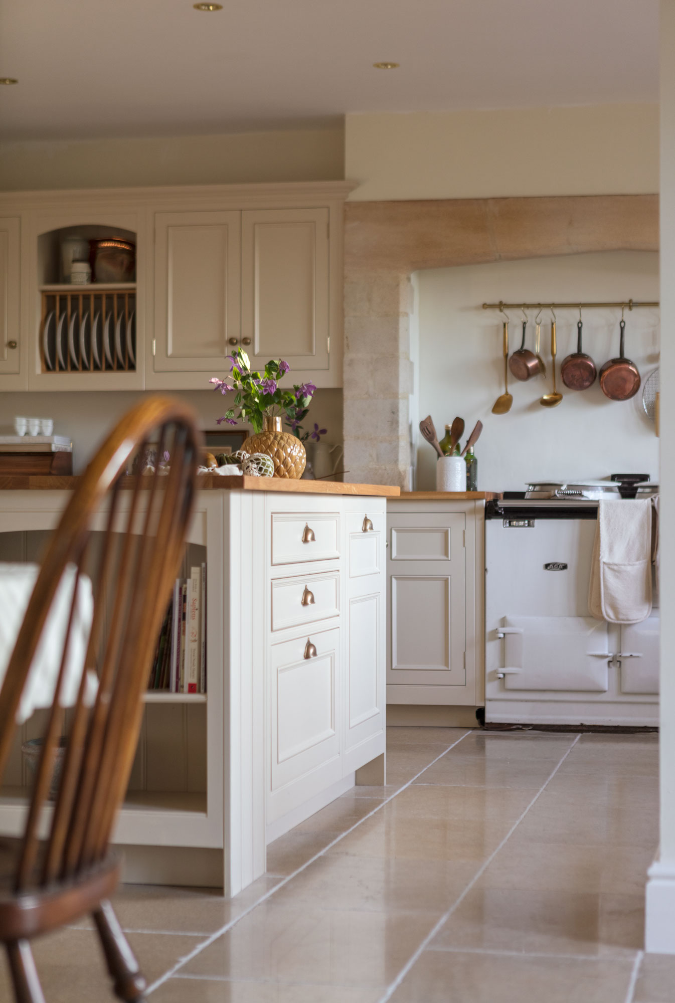 Country style Original kitchen cabinetry with walnut worktops