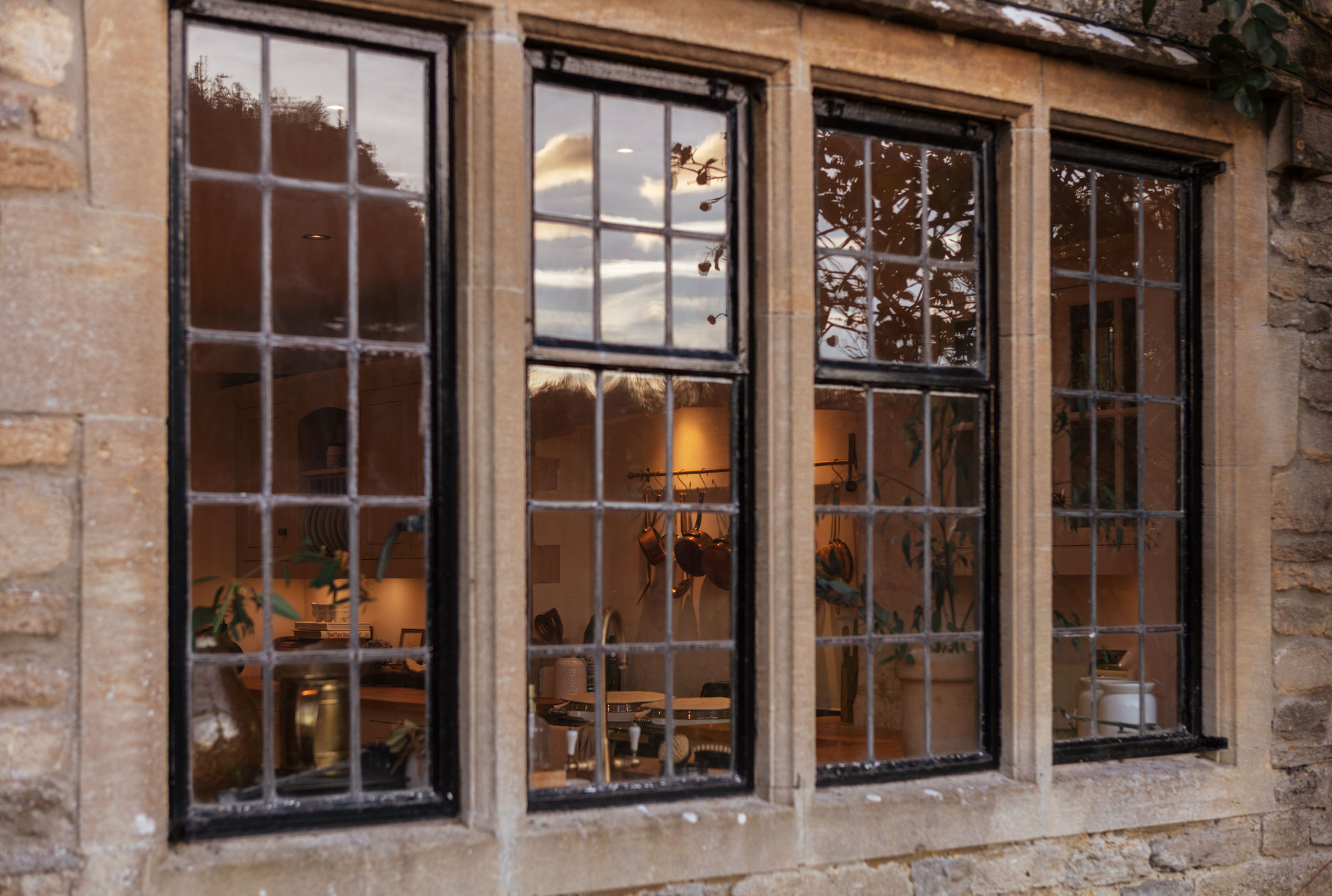 External country style framed glass windows