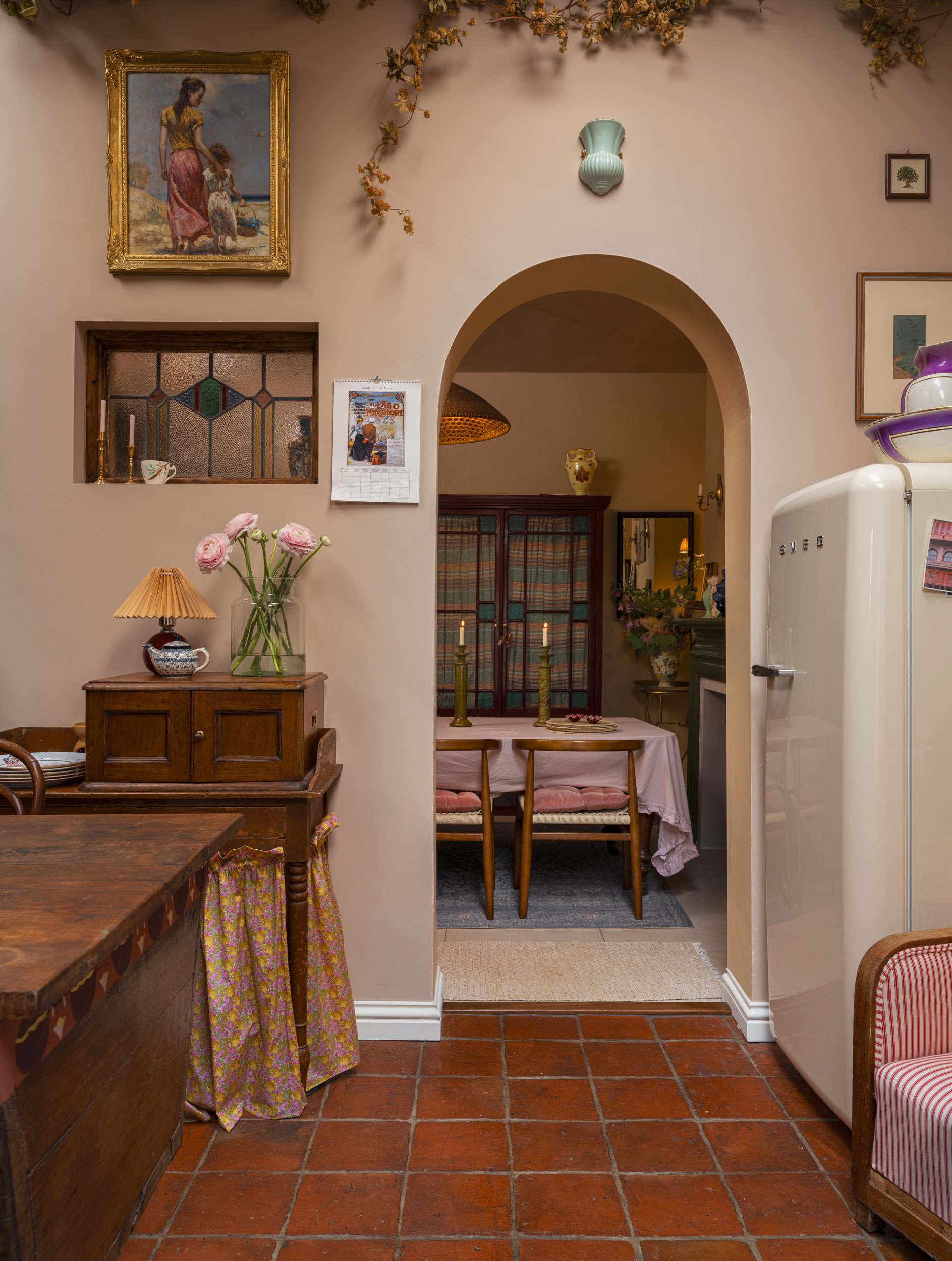 Traditional style dining room seen from the kitchen