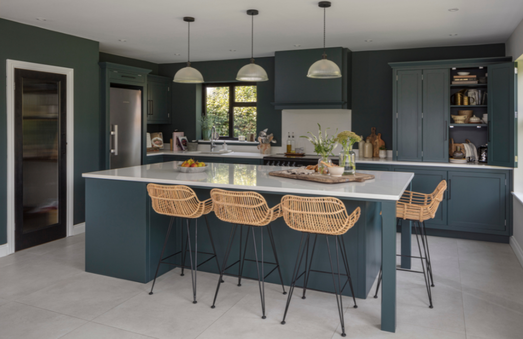 Deep green-blue Arbor kitchen design