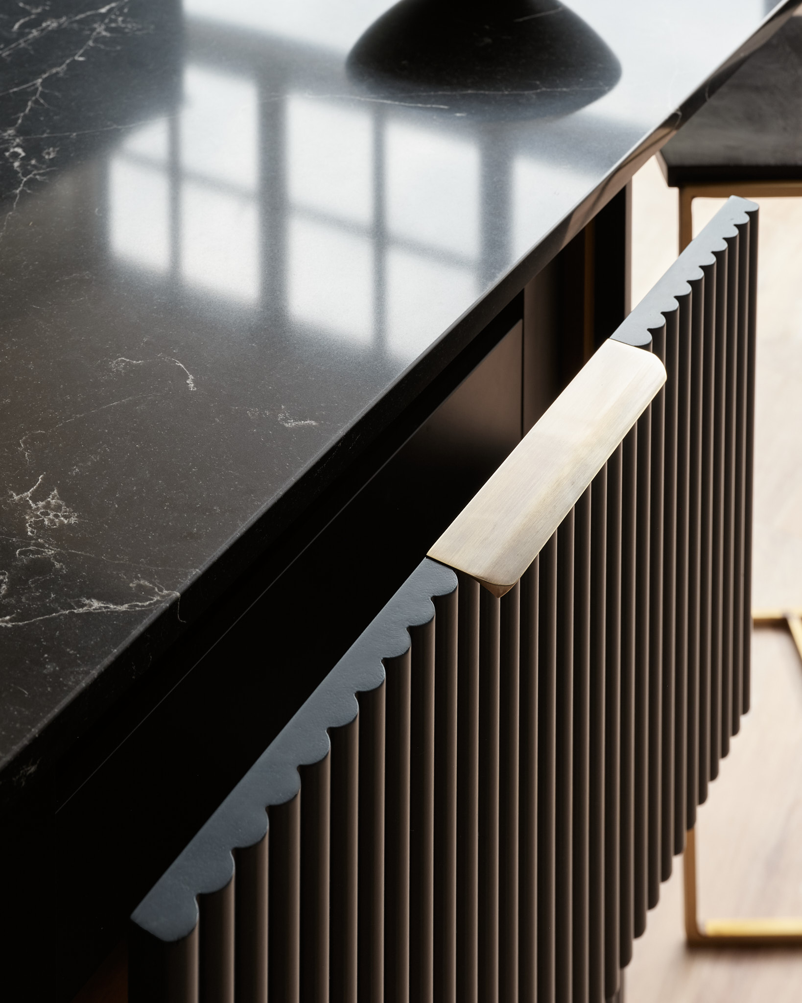 Closeup of reeded Harvey Jones X Swoon drawer