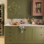 Sage Green Shaker Kitchen Cabinets with Sink