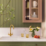 Sage Green Shaker Kitchen Cabinet with Sink and Cupboard