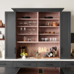 monochrome kitchen cabinet storage