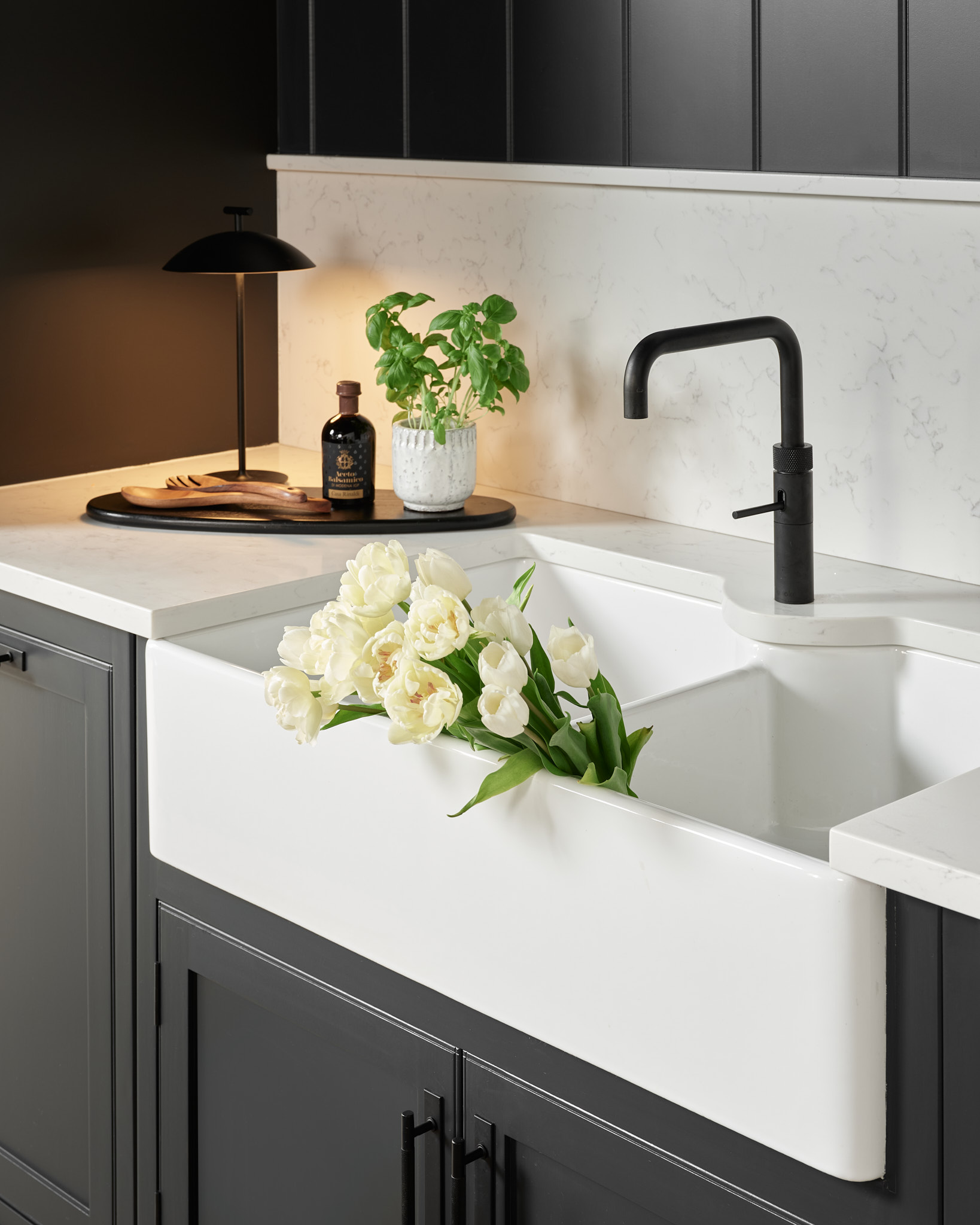 monochrome kitchen sink design