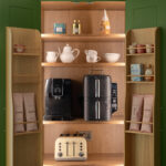 Forest Green Shaker Kitchen Cabinet with Hot Drinks and Food Preparation