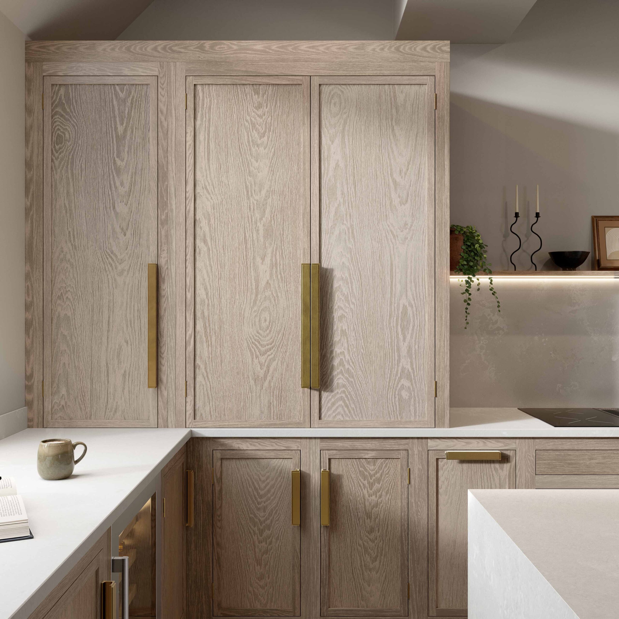 washed oak slim shaker with closed dresser
