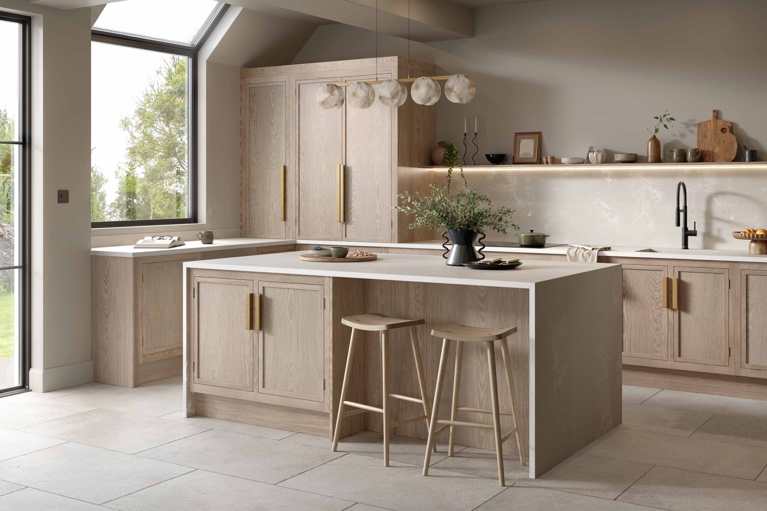 washed oak slim shaker with window